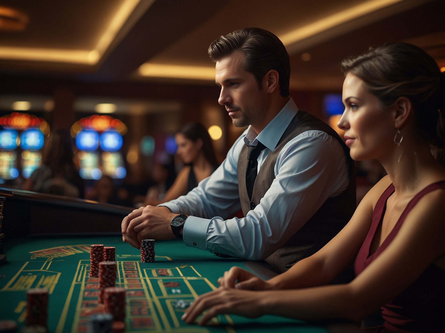 Główny baner Fezbet z motywem kasyna i gracza